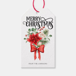 Poinsettia Rose Blume Bouquet Geschenkanhänger