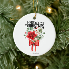 Poinsettia Rose Blume Bouquet Keramik Ornament