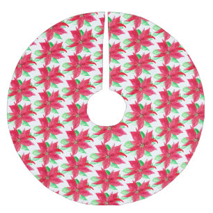 Poinsettia-Rot-Blumen-Weihnachtsblume Polyester Weihnachtsbaumdecke