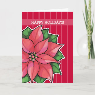 Poinsettia Rote Streifen Feiertagskarte