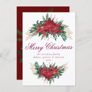 Poinsettia Rote und Grüne Winterblumengarten Feiertagskarte