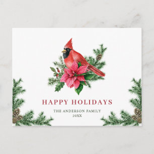 Poinsettia Roter Kardinal Weihnachtsgruß Urlaub Postkarte