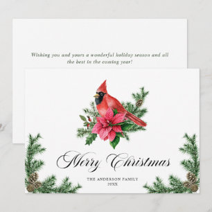 Poinsettia Roter Kardinal Weihnachtsgrüße Feiertagskarte