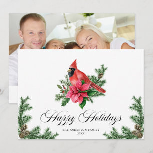 Poinsettia Roter Kardinal Weihnachtsgrüße FOTO Feiertagskarte