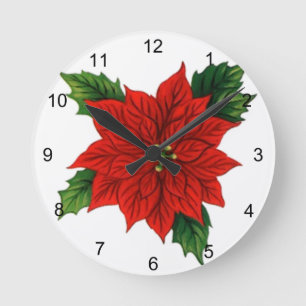 Poinsettia Runde Wanduhr