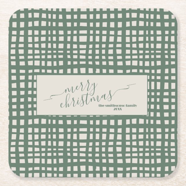 Poinsettia Salbei Elfenbein Weihnachten elegant Rechteckiger Pappuntersetzer (Vorderseite)