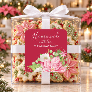 Poinsettia Selbstgemachtes Essen Geschenk Weihnach Quadratischer Aufkleber