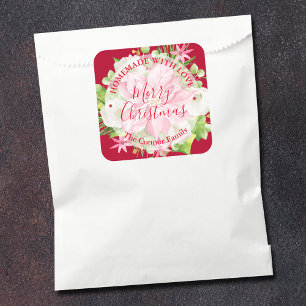 Poinsettia Selbstgemachtes Essen Geschenk Weihnach Quadratischer Aufkleber