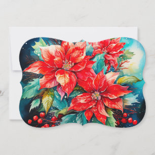 Poinsettia-Sträußchen mit Unterschrift und Gruß Feiertagskarte