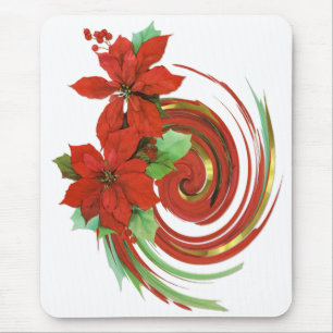 Poinsettia Swirl Mousepad