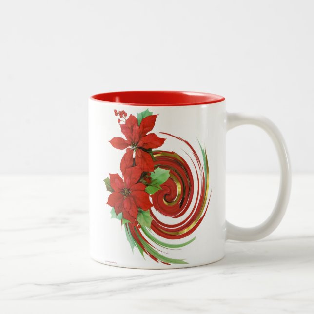 Poinsettia Swirl Zweifarbige Tasse (Rechts)