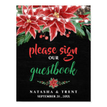Poinsettia Tafel Weihnachten Gästebuch Hochzeit