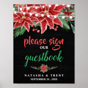 Poinsettia Tafel Weihnachten Gästebuch Hochzeit