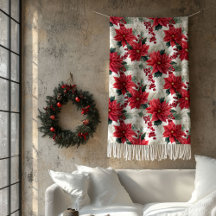 Poinsettia Throw Blanket Classic Yuletide Style