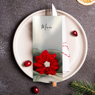 Poinsettia und Perlen auf der Speisekarte der Grün Menükarte