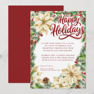 Poinsettia und Pine Corporate Holiday Card Feiertagskarte
