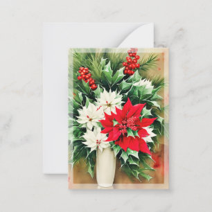 Poinsettia- und Stechpalmen-Blumenstrauß Budget Mi Mitteilungskarte