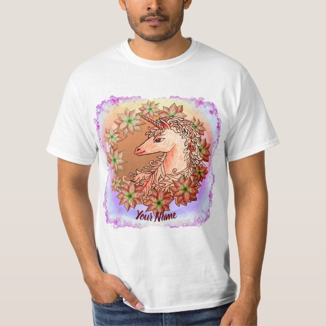 Poinsettia Unicorn T - Shirt (Vorderseite)