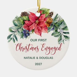 Poinsettia, Unser Verlobtes Foto zu Weihnachten Keramik Ornament