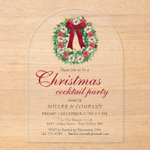 Poinsettia-Unternehmens-Weihnachts-Cocktailparty Acryleinladungen