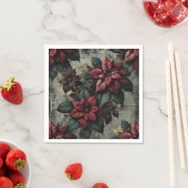 Poinsettia Wallpaper Grunge Art Decoupage Napkins Serviette