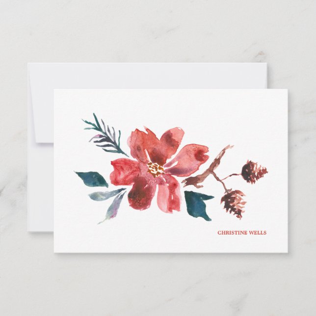 Poinsettia Wasserfarbennotecard Dankeskarte (Vorderseite)