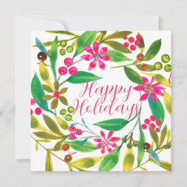 Poinsettia Watercolor Wreath Karte