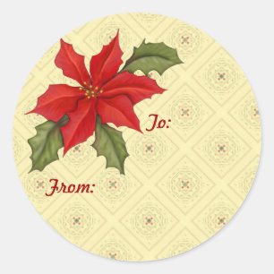 Poinsettia WeihGold Runder Aufkleber