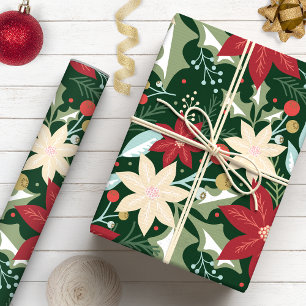 Poinsettia Weihnachten mit botanischem Flair Geschenkpapier