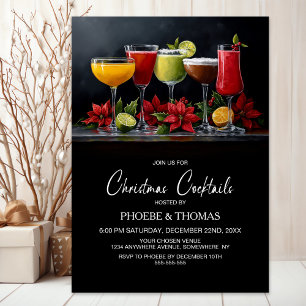 Poinsettia-Weihnachts-Cocktailparty Einladung