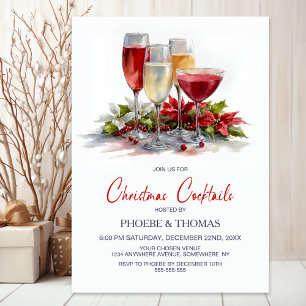 Poinsettia Weihnachts-Cocktailparty Einladung