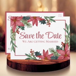 Poinsettia Weihnachtsblumen Hochzeit Termin merken Postkarte