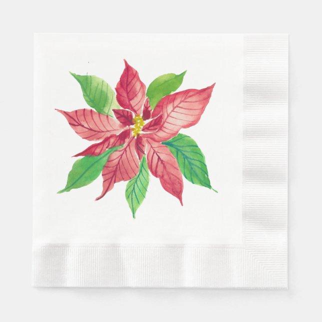 Poinsettia Weihnachtsbuch Napkins Serviette (Vorderseite)