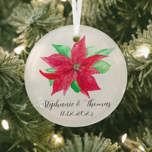 Poinsettia Weihnachtsfeierlichkeiten in der Roten  Ornament Aus Glas