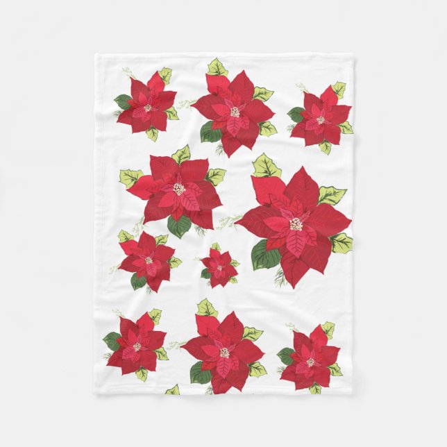 Poinsettia Weihnachtsfeiertage Blume Fleece Blanke (Vorderseite)