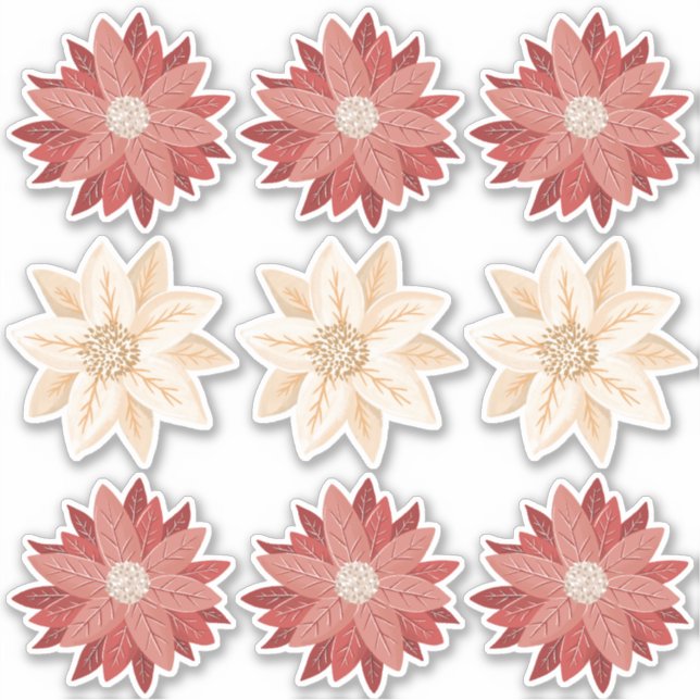 Poinsettia Weihnachtsfeiertage Vinyl Stickers Aufkleber (Vorderseite)