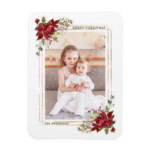 Poinsettia-Weihnachtsfeiertags-Foto-Magnet Magnet