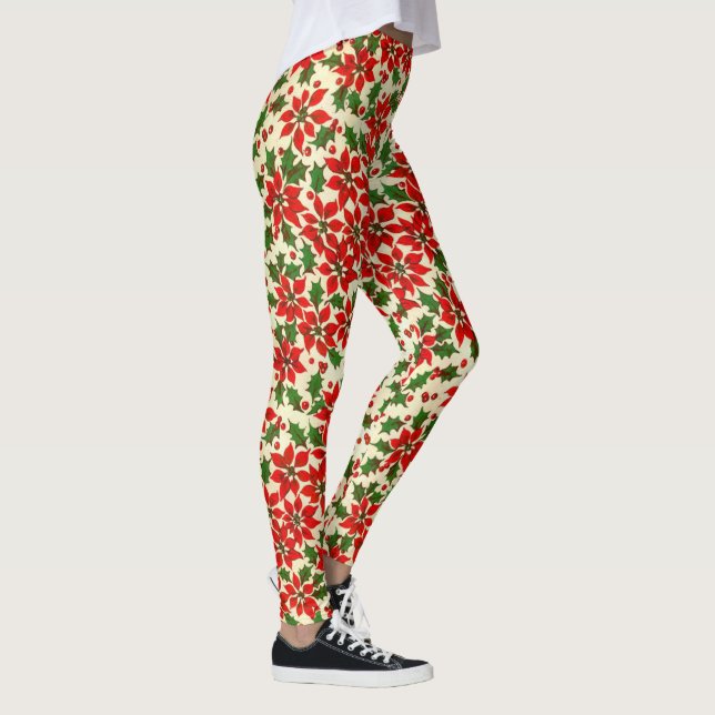 Poinsettia Weihnachtsfest Party Hochwertige Leggin Leggings (Rechts)