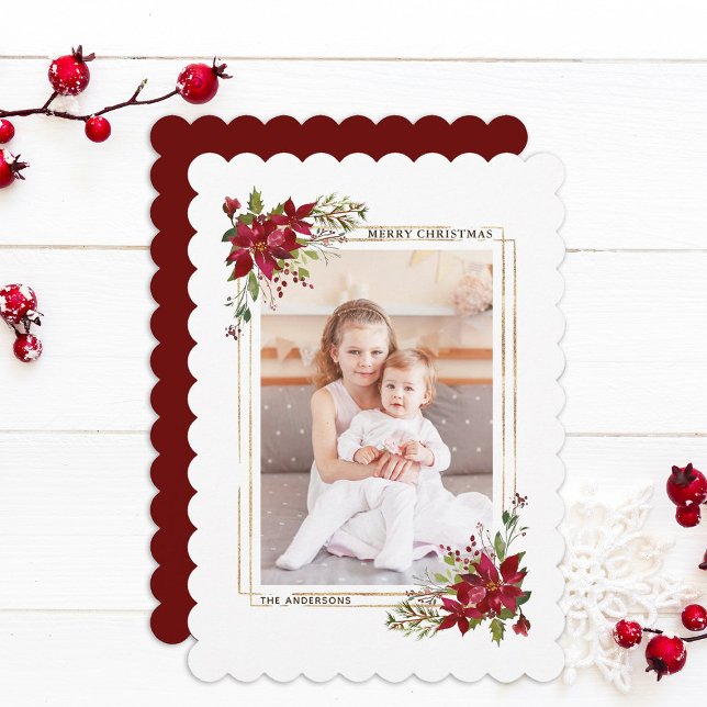 Poinsettia Weihnachtsfotokarte Feiertagskarte (Von Creator hochgeladen)