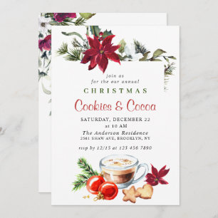 Poinsettia Weihnachtskost & Cocoa Feiertag Party Einladung