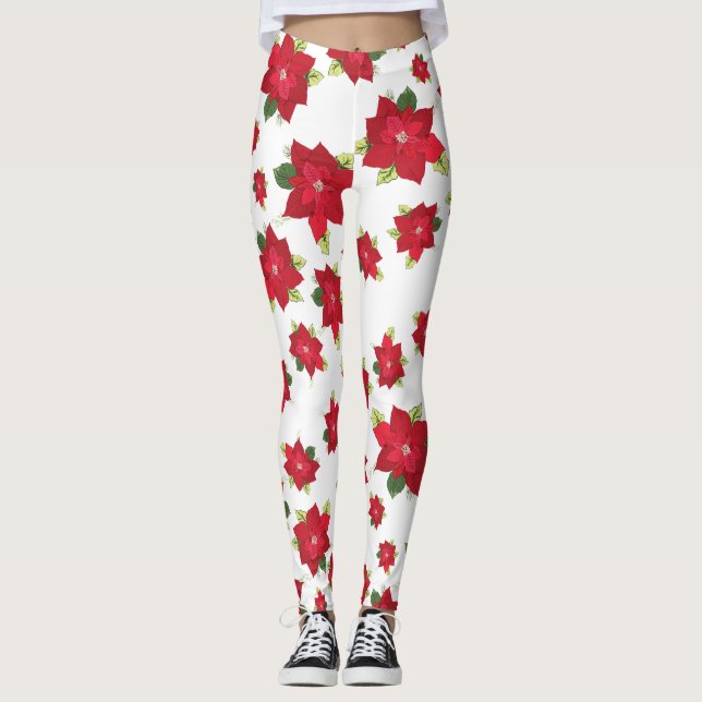 Poinsettia Weihnachtslieder Leggings (Vorderseite)
