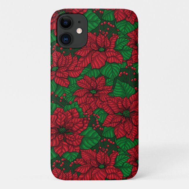 Poinsettia, Weihnachtsmuster Case-Mate iPhone Hülle (Rückseite)