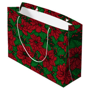 Poinsettia, Weihnachtsmuster Große Geschenktüte