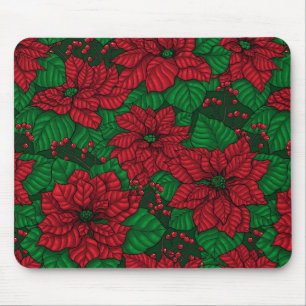 Poinsettia, Weihnachtsmuster Mousepad