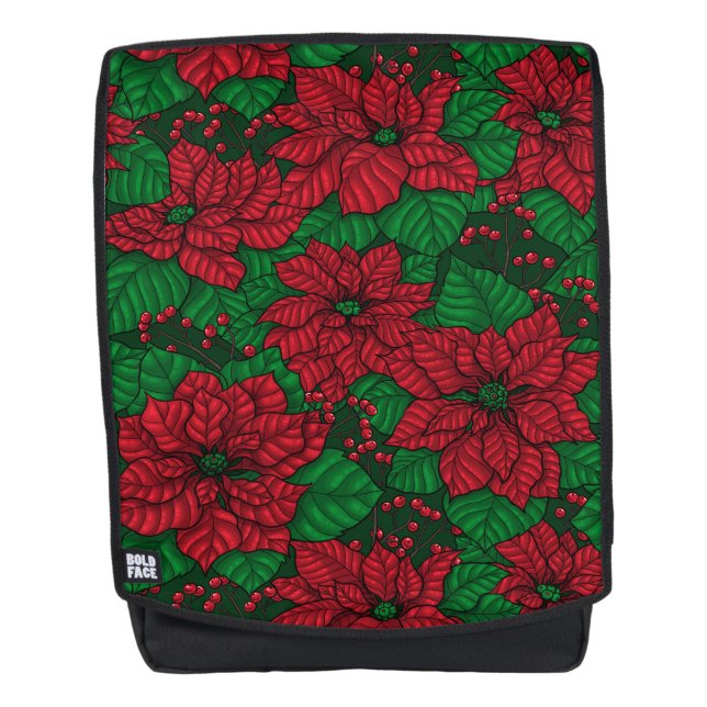 Poinsettia, Weihnachtsmuster Rucksack (Vorderseite)