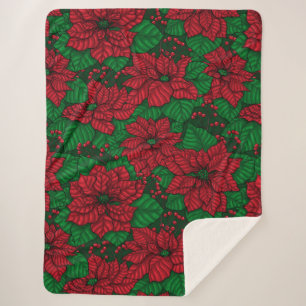 Poinsettia, Weihnachtsmuster Sherpadecke