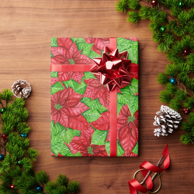 Poinsettia Weihnachtsmuster Wrapping P Geschenkpapier (Feiertagsgeschenk)