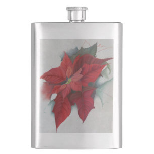 Poinsettia-WeihnachtsÖlgemälde Flachmann