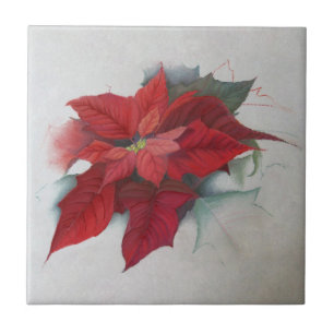 Poinsettia-WeihnachtsÖlgemälde Fliese