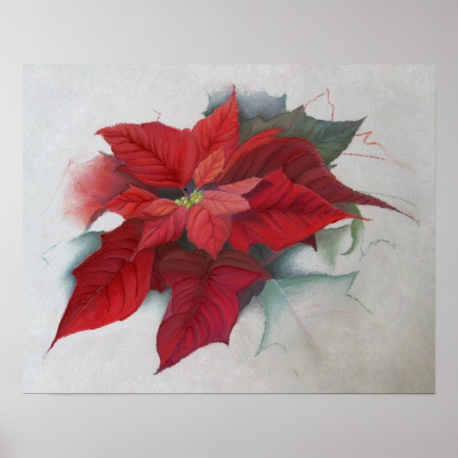 Poinsettia WeihnachtsÖlgemälde Poster (Vorne)